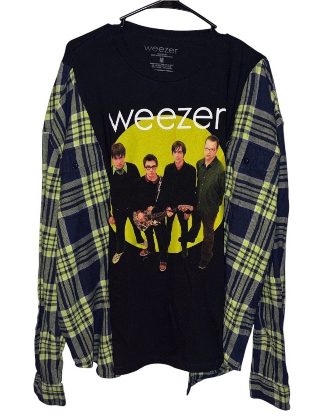 Weezer Flannel Upcycle T-Shirt One Size One of a Kind